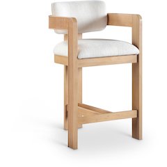 Sacha Cream Linen Textured Fabric Stool