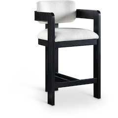 Sacha Cream Linen Textured Fabric Stool