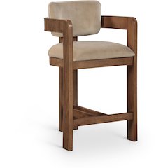 Sacha Beige Velvet Stool
