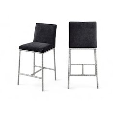 Reeves Black Chenille Fabric Upholstered Counter Stool, Set of 2
