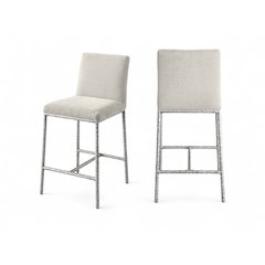 Reeves Cream Chenille Fabric Upholstered Counter Stool, Set of 2