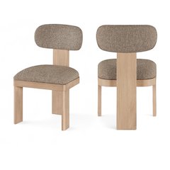 Timbra Natural Linen Textured Fabric Upholstered Dining Chair, Set of 2