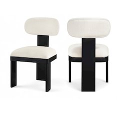 Timbra Black Linen Textured Fabric Upholstered Dining Chair, Set of 2