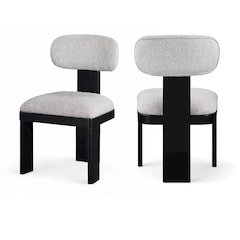 Timbra Black Linen Textured Fabric Upholstered Dining Chair, Set of 2