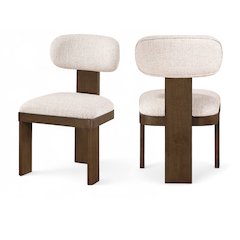 Timbra Brown Linen Textured Fabric Upholstered Dining Chair, Set of 2