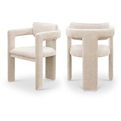 Brenda Beige Chenille Fabric Dining Chair, Set of 2