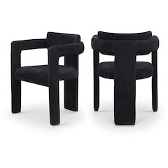 Brenda Black Chenille Fabric Dining Chair, Set of 2