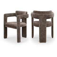 Brenda Brown Chenille Fabric Dining Chair, Set of 2