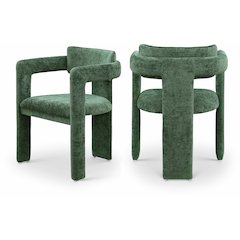 Brenda Green Chenille Fabric Dining Chair, Set of 2
