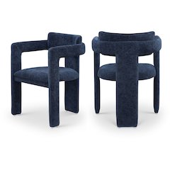 Brenda Navy Chenille Fabric Dining Chair, Set of 2