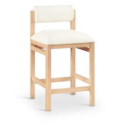 Roundhill Cream Vegan Leather Upholstered Counter Stool