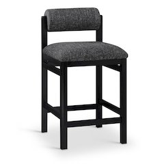 Roundhill Black Linen Textured Fabric Upholstered Counter Stool