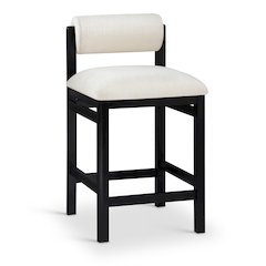 Roundhill Cream Linen Textured Fabric Upholstered Counter Stool