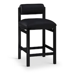Roundhill Black Vegan Leather Upholstered Counter Stool