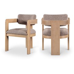 Sacha Brown Linen Textured Fabric Dining Chair, Set of 2