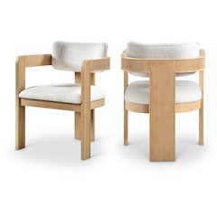 Sacha Cream Linen Textured Fabric Dining Chair, Set of 2