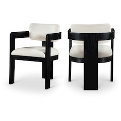 Sacha Cream Linen Textured Fabric Dining Chair, Set of 2