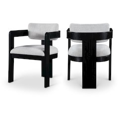 Sacha Grey Linen Textured Fabric Dining Chair, Set of 2