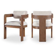 Sacha Beige Linen Textured Fabric Dining Chair, Set of 2