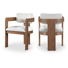 Sacha Cream Linen Textured Fabric Dining Chair, Set of 2