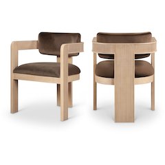 Sacha Brown Velvet Dining Chair, Set of 2
