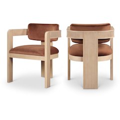Sacha Cognac Velvet Dining Chair, Set of 2