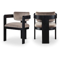 Sacha Beige Velvet Dining Chair, Set of 2
