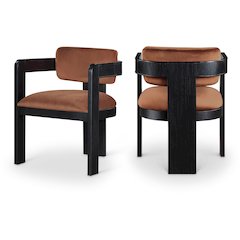 Sacha Cognac Velvet Dining Chair, Set of 2