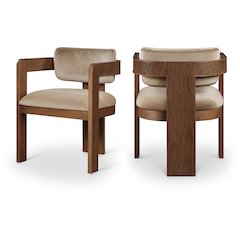 Sacha Beige Velvet Dining Chair, Set of 2