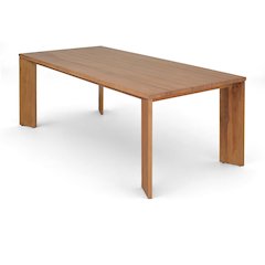 Mirella 78.75" Natural Teak Wood Outdoor Patio Dining Table