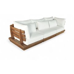 Mirella 113" White Water Resistant Fabric 3pc Patio Sofa