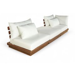 Mirella 112" White Water Resistant Fabric 3pc Patio Sofa