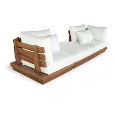 Mirella 113" White Water Resistant Fabric 3pc Patio Sofa