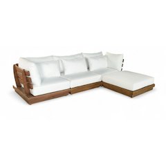 Mirella 113" White Water Resistant Fabric 4pc Patio Sectional
