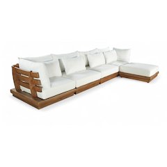 Mirella 150" White Water Resistant Fabric 5pc Patio Sectional