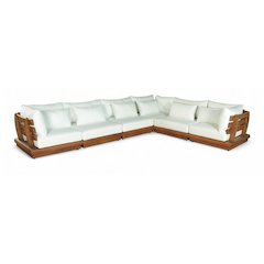 Mirella 150" White Water Resistant Fabric 6pc Patio Sectional