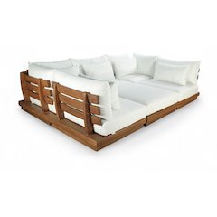 Mirella 113" White Water Resistant Fabric 6pc Patio Sectional