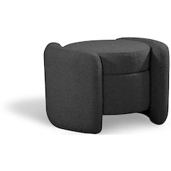 Horizon Black Boucle Fabric Ottoman