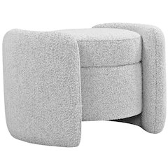 Horizon Grey Boucle Fabric Ottoman