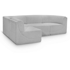 Ollie Grey Boucle Fabric Modular Sectional