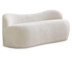 Flair Cream Boucle Fabric Bench
