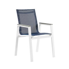 Navy Mesh Fabric Outdoor Armchair Set Of 2 With Contemporary Style