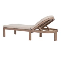 Contemporary Beige Fabric Outdoor Lounge Chair With Cushioned Seat