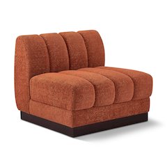Quinn Cognac Chenille Fabric Armless Chair