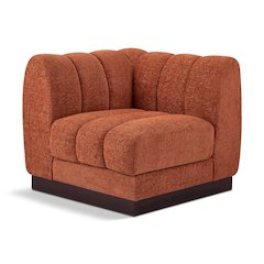 Quinn Cognac Chenille Fabric Corner Chair