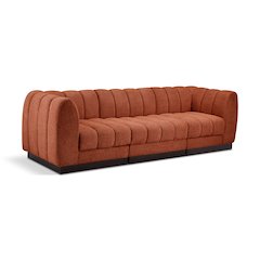 Quinn Cognac Chenille Fabric Modular Sofa