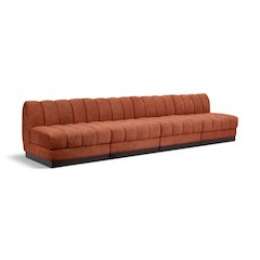 Quinn Cognac Chenille Fabric Modular Sofa