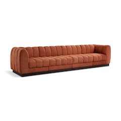 Quinn Cognac Chenille Fabric Modular Sofa