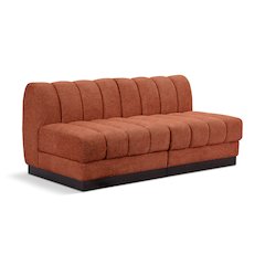 Quinn Cognac Chenille Fabric Modular Sofa