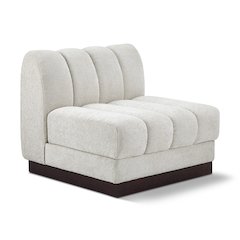 Quinn Cream Chenille Fabric Armless Chair